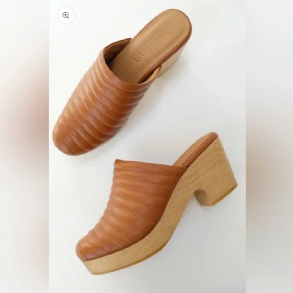 Tan Quilted Leather Mule Clogs - Unbranded